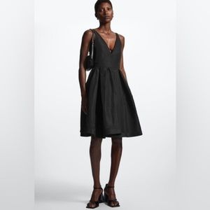 COS deep V neck dress black